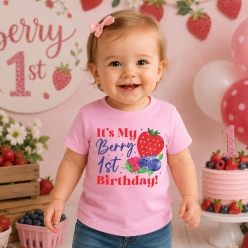 Berry 1st Birthday Light Pink T-shirt