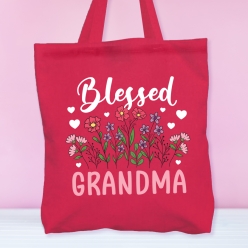 Blessed Grandma BIG 41cm Pink Cotton Tote Bag