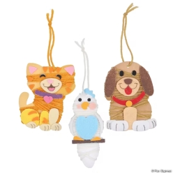 Dog, Cat & Bird Pets Yarn Wrapping Craft Kit-12Pk