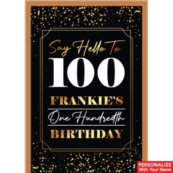 100th Bday Black & Gold PERSONALIZED Vinyl Door Sign