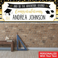 Adventure Grad Black & Gold PERSONALIZED Giant Vinyl Banner