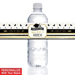 Metallic Adventure Grad PERSONALIZED VINYL Bottle Labels - 10 PK