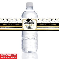 Metallic Adventure Grad PERSONALIZED VINYL Bottle Labels - 10 PK