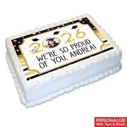 Gold and Black Photo Personalized Edible Icing
