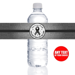 Black Ribbon Awareness PERSONALIZED VINYL Bottle Labels - 10 PK