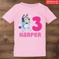 55% OFF: Bluey Name & Age Personalized Pink T-shirt