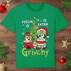 Bluey Feelin' Grinchy Christmas Green T-shirt
