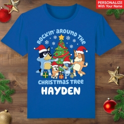Bluey Rockin' Around Christmas Blue T-shirt