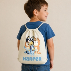 Bluey Family Personalized Drawstring Backpack