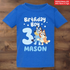 55% OFF: Bluey Name & Age Personalized Blue T-shirt
