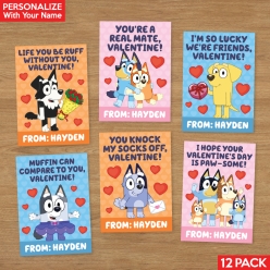 Bluey PERSONALIZED Valentine Cards 12 PK