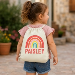 Boho Rainbow Bright Custom Drawstring Backpack
