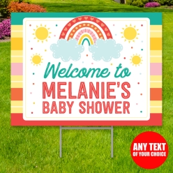 34% OFF: Boho Rainbow Bright Shower PERSONALIZED Yard Sign