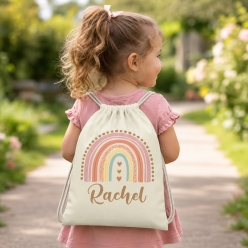 Boho Rainbow Custom Drawstring Backpack