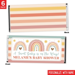 Neutral Rainbow Personalized Candy Bar Labels - 6pk