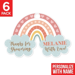 Boho Rainbow Baby Shower Shaped PERSONALIZED Thank You Tags 6pk