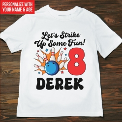 Bowling Name & Age Personalized T-shirt- Choose Size