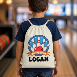 Bowling Squad Personalized Drawstring Backpack