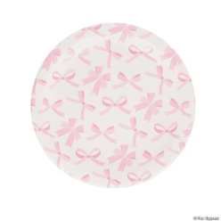Pink Ballerina Party Bow Dinner Plates-24Pk
