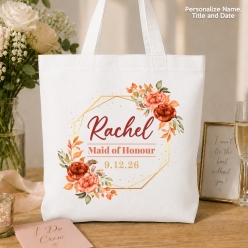 Autumn Floral Bridal Personalized BIG 41cm Cotton Tote