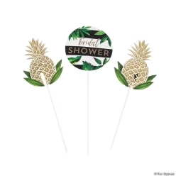 Gold Pineapple Bridal Shower Centerpiece Sticks Set-3Pk