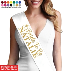 Bride To Be Personalized White Sash