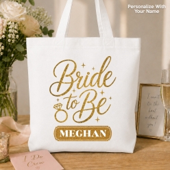 Bride-To-Be Gold Personalized BIG 41cm Cotton Tote Bag
