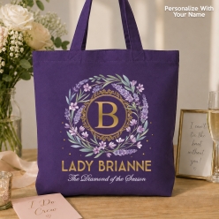 Diamond of the Season Personalized 41cm Purple Cotton Tote