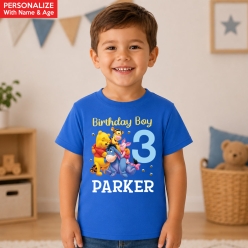 Winnie The Pooh & Friends Personalized Blue T-shirt