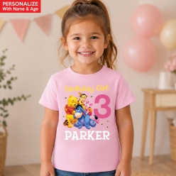Winnie The Pooh & Friends Personalized Light Pink T-shirt