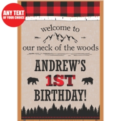 Plaid 1st Bday PERSONALIZED Giant Vinyl Keepsake Door Sign