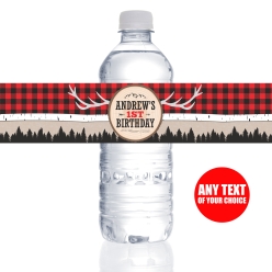 Buffalo Plaid PERSONALIZED VINYL Bottle Labels - 10 PK