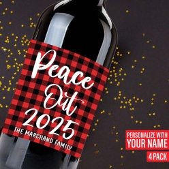 Peace Out 2025 Personalized Wine Bottle Labels 4pk