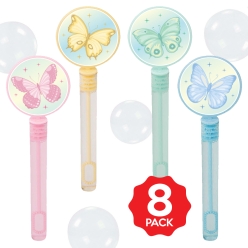 *Butterfly Bubble Bottles w/Wands - 8 Pack