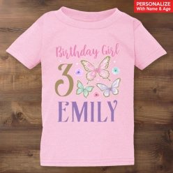 55% OFF: Butterfly Birthday Personalized Pink Toddler Shirt