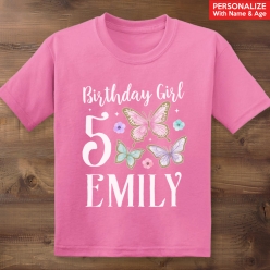 55% OFF: Butterfly Birthday Personalized Dark Pink T-shirt