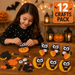 Halloween Cat Magnet Craft Kit-12Pk
