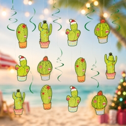 Christmas Cactus Hanging Swirl Decoration-12Pk