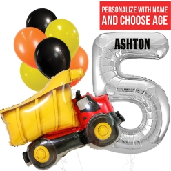 Construction PERSONALIZED Name & Single Digit Age Balloon Bouque