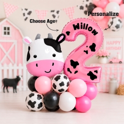 Cow Pink Personalized Airfill Balloon Stack