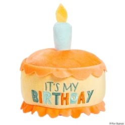 It's My Birthday Stuffed Cake Squeaky Dog Toy
