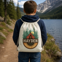 Camping Adventure Personalized Drawstring Backpack