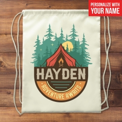 60% OFF: Camping Adventure Personalized Drawstring Backpack