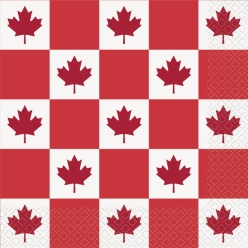 Canada Day Maple Leaf Checkered Lunch Napkins – 16pk