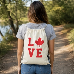 Canada Day Love Drawstring Backpack