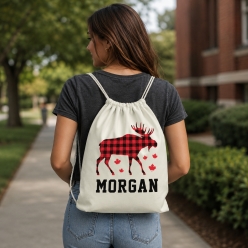 Canada Day Moose Custom Drawstring Backpack