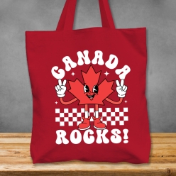 60% OFF: Premium XL Canada Rocks Red Cotton Tote Bag