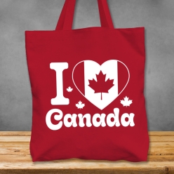 60% OFF: Premium XL I Heart Canada Red Cotton Tote Bag