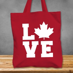 60% OFF: Premium XL I Love Canada Red Cotton Tote Bag