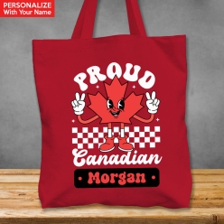 60% OFF: Premium XL Proud Canadian Personalized Red Tote Bag